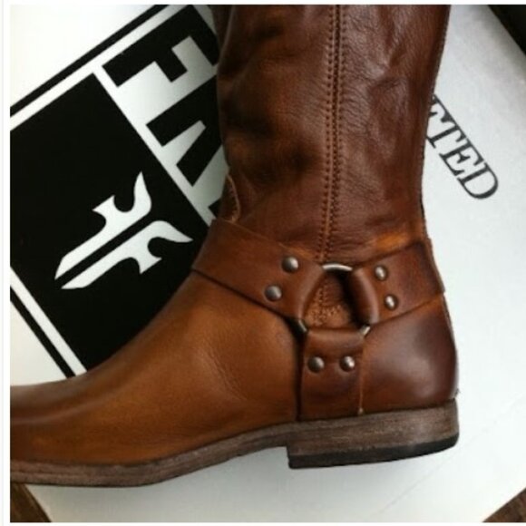 Frye Phillip Harness Tall Leather Harness In Cognac, 7 - Picture 5 of 9